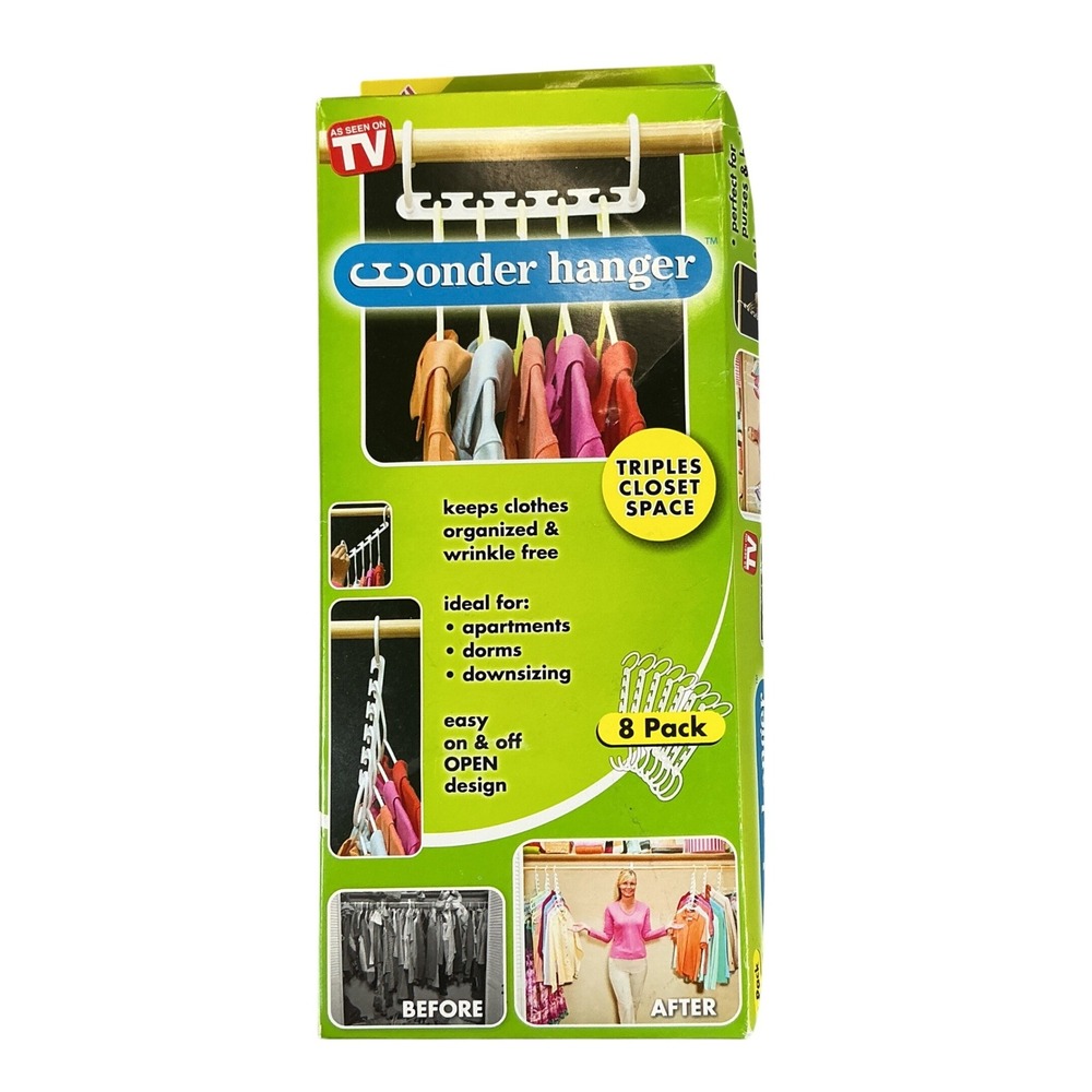 Wonder Hanger 8 Pack Closet‎ Space Saver White New Damaged Box